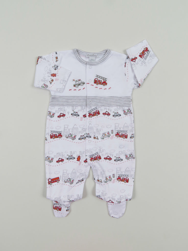 City Trucks Embroidered Footie by Kissy Kissy