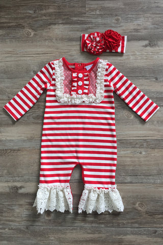 Candy Cane Lane Bib Longall with Trim by Serendipity