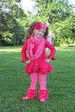 Fuchsia Ruffle Top with Legging Set by Serendipity