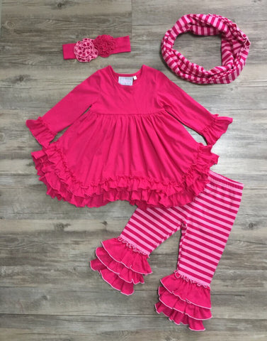 Fuchsia Ruffle Top with Legging Set by Serendipity