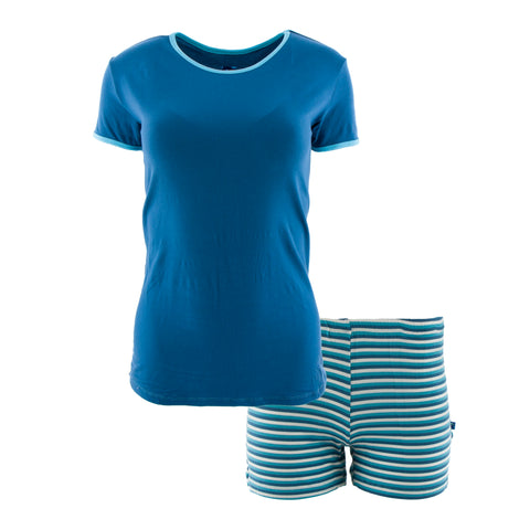 Confetti Anniversary Stripe Short Sleeve Pajama Set with Shorts by KicKee Pants