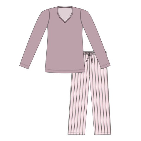 Girl Parisian Stripe Long Sleeve One Tee & Pant Set by KicKee Pants