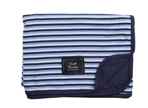 Receiving Blanket in Navy Blue Stripe by Sweet Bamboo