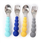 CB Eat Silicone & Stainless Steel Fork & Spoon Set of 4 by Chewbeads