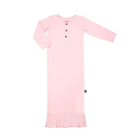 Receiving Gown with Ruffle in Perfect Pink by Sweet Bamboo