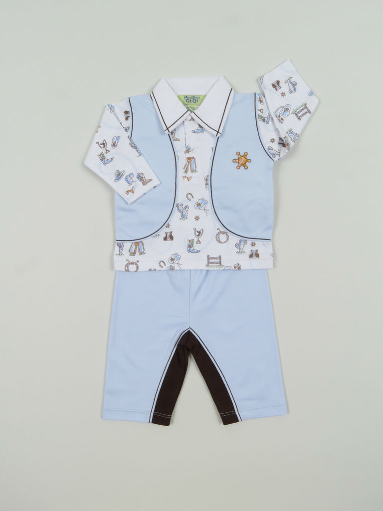 QT Cowboys Pant Set with Collar by Kissy Kissy