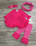 Fuchsia Ruffle Top with Legging Set by Serendipity