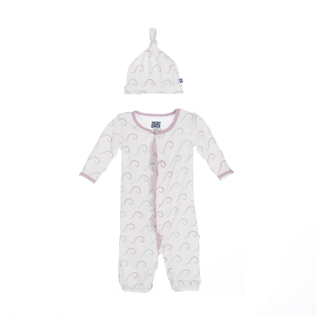 Natural Tide Ruffle Layette Converter Gown and Hat Set - KicKee Pants