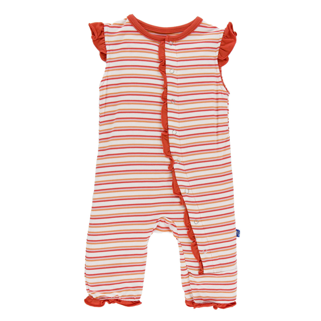 Girl Fresh Water Stripe Ruffle Tank Coverall by KicKee Pants