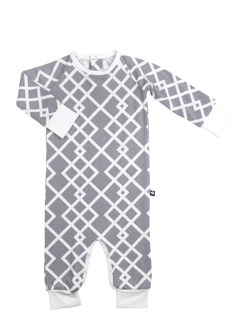 Grey Lattice Romper by Sweet Bamboo