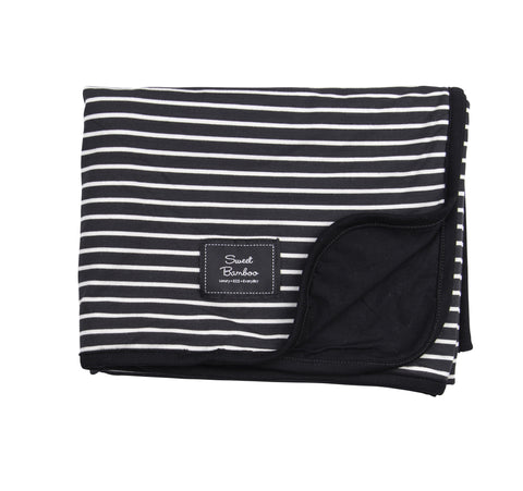 Receiving Blanket in Black & White Stripe by Sweet Bamboo