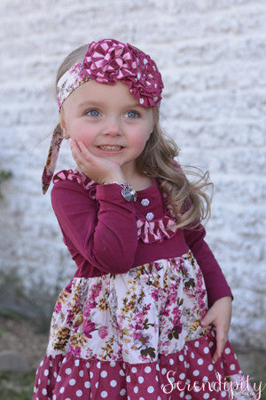 Sugar Plum Bouquet Ruffled Dress & Ruffle Bottom with Crochet Trim by Serendipity