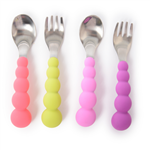 CB Eat Silicone & Stainless Steel Fork & Spoon Set of 4 by Chewbeads